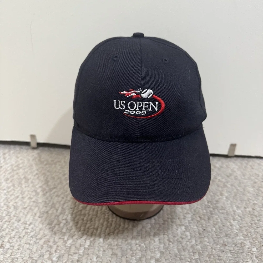 US Open Tennis Hat Cap Strap Back One Size USTA Mens 2009 Flame Ball Sports